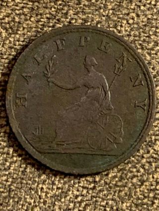 Rare Colonial Canada 1815 1/2 Penny British Copper Token Inverted Legend