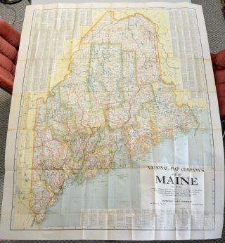 Vintage Large Color Foldout Map Of The State Of Maine