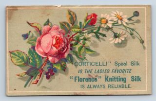 Antique Trade Card Corticelli Spool Silk Florence Knitting Silk Advertising