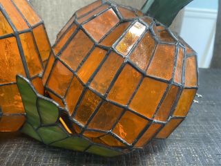 RARE Tiffany Style Stained Glass Pumpkin Lamp Light Cracker Barrel Exclusive 3