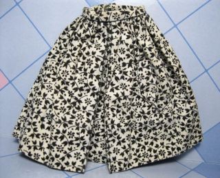Vintage Barbie " Fashion Pak " Black White Full Pleated Floral Skirt - Tagged