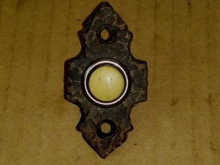 Vintage Solid Brass Doorbell Push Button Hammered Style Mounting Plate