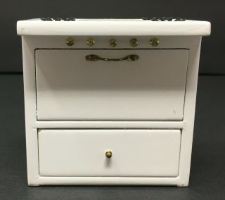 Vintage White Painted Wood Dollhouse Miniature Kitchen Stove Top Cabinet