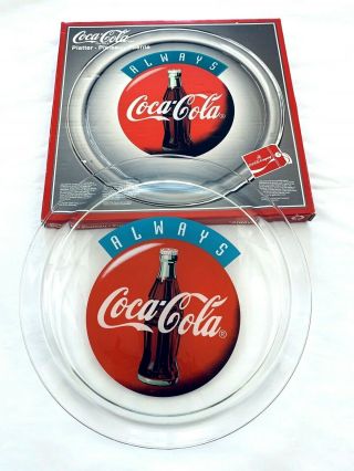 Always Coca Cola Glass Plate Vintage 1993 Round 14 " Platter Dish Rare