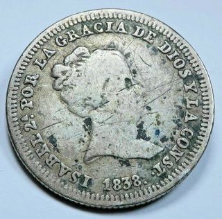1838 Spain Silver 1 Reales Antique 1800 