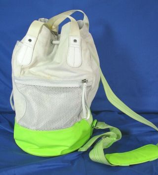Rare Lululemon Match Point Tennis Gym Bag Tote Canvas Bucket White Lime Green