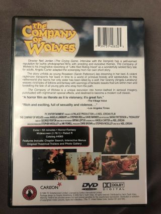 The Company of Wolves (DVD,  2002,  Widescreen Version) Hen ' s Tooth Video RARE OOP 2