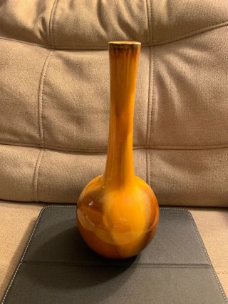 Rare Vintage Mid Century Royal Haeger Tall 10.  25” Vase Yellow & Brown
