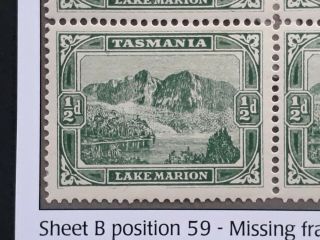Rare 1902 Tasmania Australia Blk 4X1/2d Green Pict stamps Missing Frame at base 2