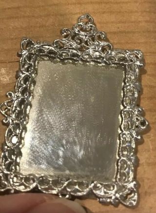 Antique Vtg Dollhouse Soft Metal Hanging Mirror - WEST Germany Color silver 3