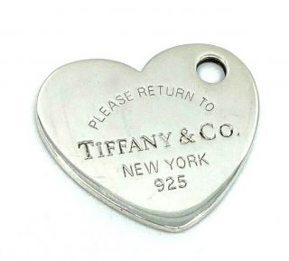 925 Sterling Silver Please Return To Tiffany & Co.  Heart Charm Pendant Tag Rare