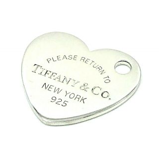925 Sterling Silver Please Return To Tiffany & Co.  Heart Charm Pendant Tag RARE 2