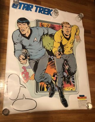 Rare Vintage Star Trek Spock Kirk Western Graphics Poster Wallbuster