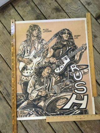Rare Rush Vintage Rock Art 1980 Poster.  Lifeson,  Lee & Peary.  K.  Chillis