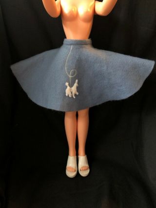 Vintage Miss Revlon 20” Doll Poodle Circle Skirt Blue Felt Embroidered Dog