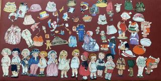 Vintage Paper Dolls With Clothes And Accessories