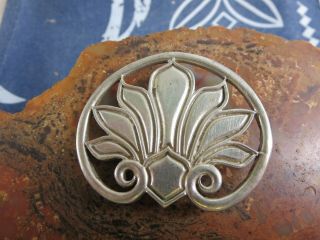 Antique Large Sterling Silver Art Noveau Cut Out Floral Brooch Pin Rp24