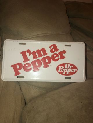 Vintage Rare Dr Pepper I’m A Pepper Metal Vanity License Plate Car Tag