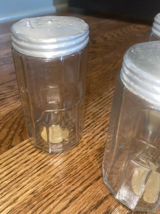 3 Antique Ribbed Glass Hoosier Sellers Kitchen Cabinet Spice Jars with Lids 3