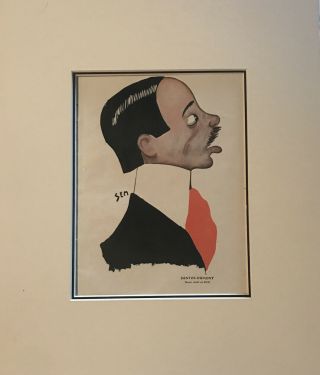 Rare Georges Goursat Sem Lithograph Caricature Of Aviator Alberto Santos - Dumont