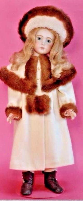 26 - 28 - 30 " Antique French Jumeau Doll@1893 Fur Trim Coat Hat Muff Pattern German