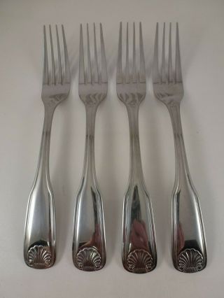 Stanley Roberts Rogers Co Stainless " Antique Shell " Set Of 4 Dinner Forks