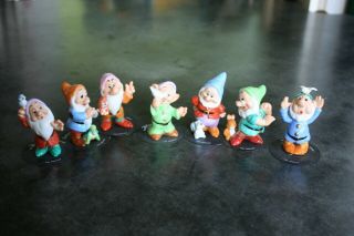 Rare Vintage Walt Disney Store Snow White Seven Dwarfs Ceramic Figure Set Wde
