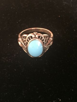 Kabana Sterling Silver & Turquoise Ring Size 8 9 Vintage 925 Signed