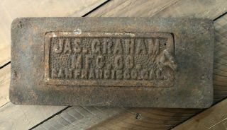 Jas.  Graham Mfg.  Co.  San Francisco Vintage Cast Iron Wood Stove Door Rustic