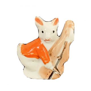 Antique Miniature Rabbit Figurine Made In Japan 1 " X 3/4 " Porcelain Marked