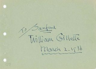 Sherlock Holmes Actor William Gillette Rare Vintage Signed Album Page