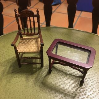 Vintage Bespaq Museum Quality Ladder Back Chair And Glass Top Table