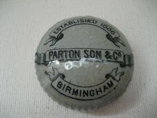Antique Circa 1890 Blue Ointment Pot Lid Top Lid Parton Son & Co Birmingham