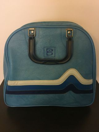 Vintage Brunswick Bowling Ball Bag Light Blue W/multi Stripes
