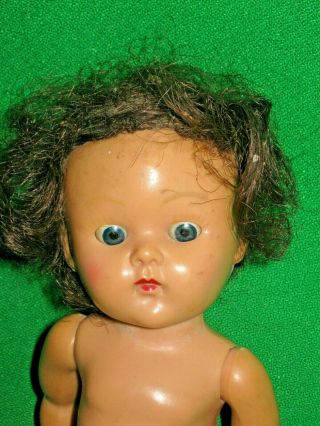 Vintage 1950s Ginny Doll Hard Plastic Non - Walker Painted Lashes Brunette