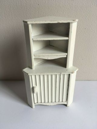 Very Old And Rare Lundby Doll House White Corner Cabinet 6451 From 1967