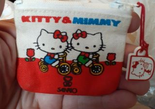 Rare Vtg 1980s Hello Kitty & Mimmy Pocket Coin Purse Orig.  Sanrio Guc