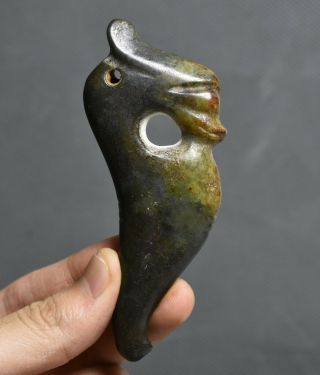 9cm Chinese Hongshan Culture Old Jade Carving Bird Beast Amulet Pendant