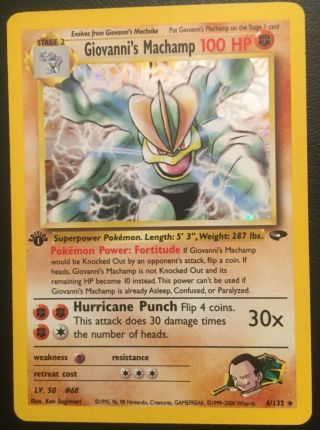 1st Edition Giovanni’s Machamp Gym Challenge Holo Rare Pokémon Card 6/132