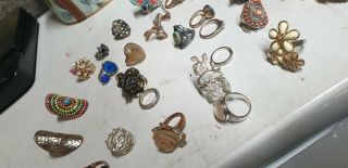 Bundle vintage costume jewellery mixed joblot RARE 99p rings and box 3