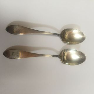 Sterling Silver Set Of 2 Coffee Or Teaspoons,  National Silver Co,  Mid Century