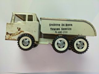 Structo Pressed Metal Toy Tow Truck Ph - Ad2 - 2111 - Rusty Old Antique - Read