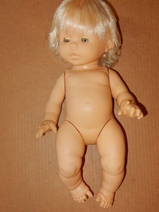 Vintage 19 " Baby Girl Doll Blonde Hair Blue Eyes Arms & Legs Move Unbranded Euc
