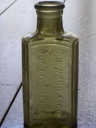 Antique G.  H.  Wood & Co.  - Boston Ma Olive Green Medicine - Drug Bottle
