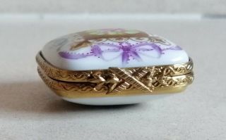 RARE LIMOGES TRINKET BOX SQUARE SHAPE WITH GOLD AND MULTICOLOR FLOWERS 3