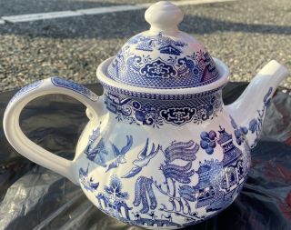 Antique Churchill Blue And White Teapot Made In England