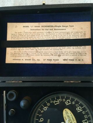Rare Vintage Herman Stitch Co Model J Hand Tachometer in case all parts 3