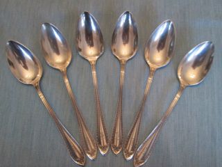 Set 6 Soup Spoons Vintage Oneida Community Silverplate: Sheraton Pattern Lovely
