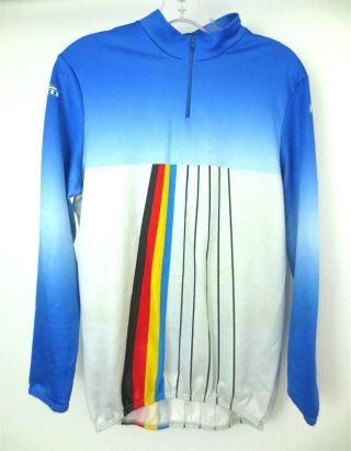Rare Rizi Vintage 1980s 1/4 Zip Cycling Long Sleeve Shirt Jersey Size M