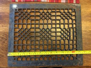 Vintage Antique Cast Iron Metal Floor Grate Heat Vent Register 13 - 3/4” X 11 - 3/4”